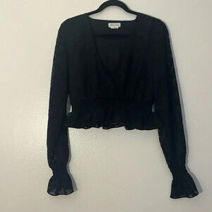 Lovers + Friends | Tonal polkadot top/blouse Women’s size M sheer long sleeves